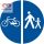 Delimitarea pistelor pentru pietoni de cele destinate bicicletelor si mopedelor, D11, D12